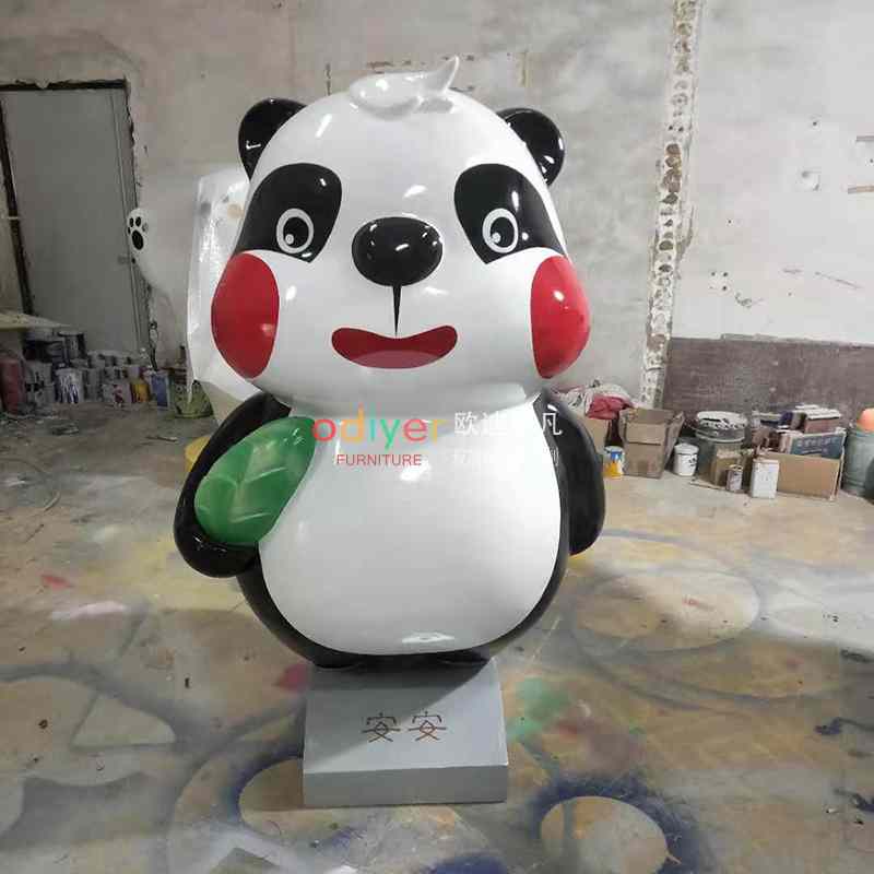 玻璃鋼大熊貓雕塑抽象動物小品景觀藝術擺件 玻璃鋼大熊貓雕塑抽象動物小品景觀藝術擺件